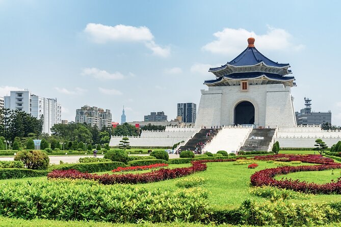 Chiang Kai-shek Memorial Hall behind its formal gardens in Taipei